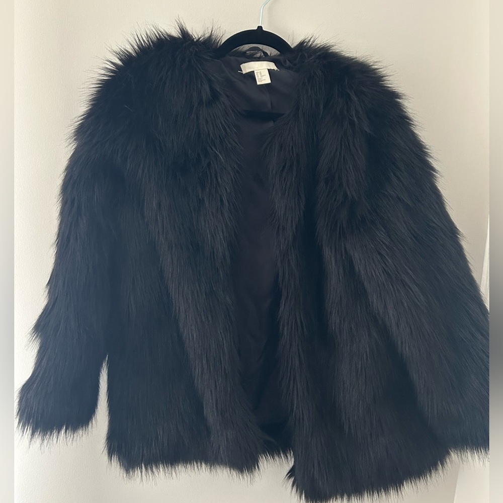 H&M Black Faux Fur Jacket
